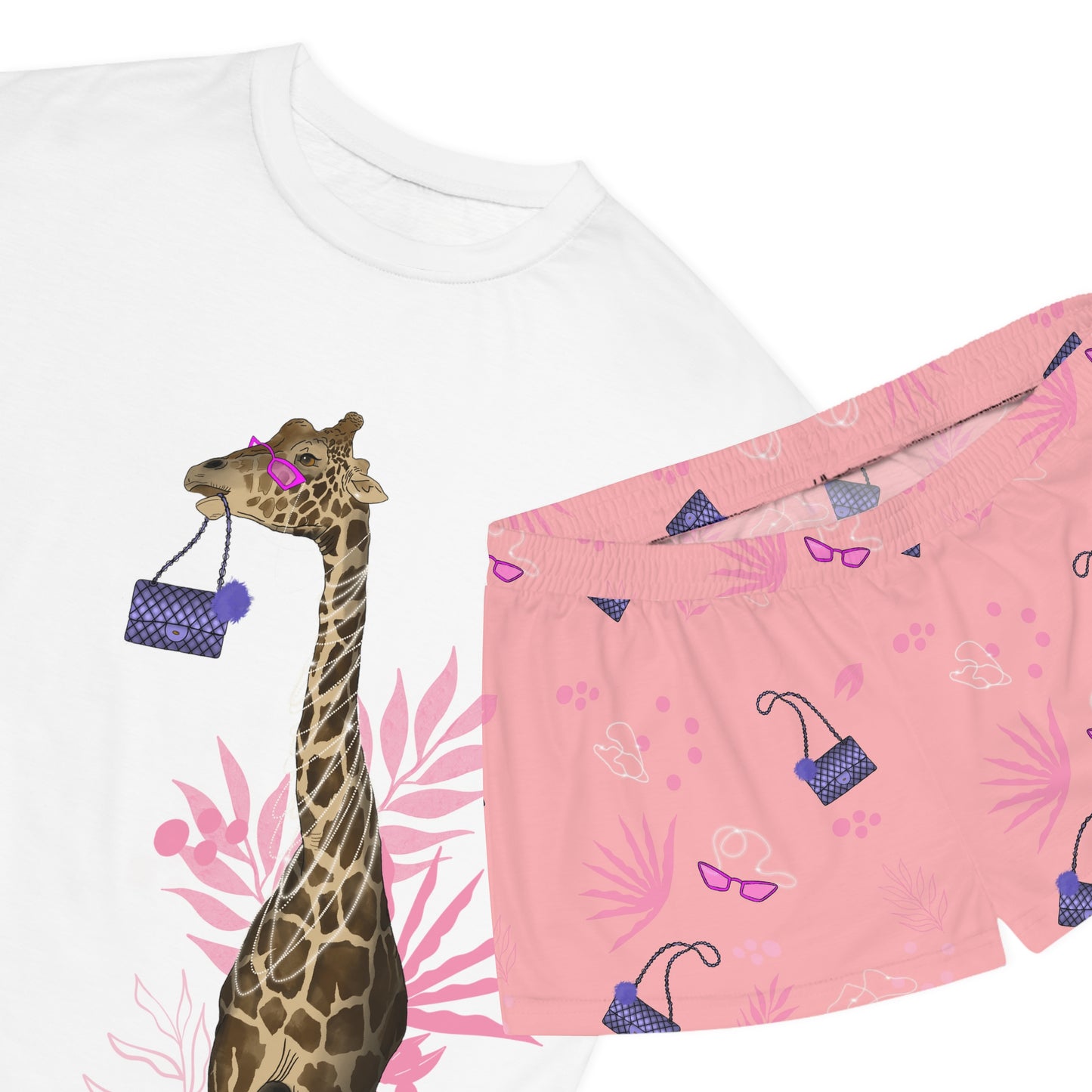 Fancy giraffe Women's Short Pajama Set