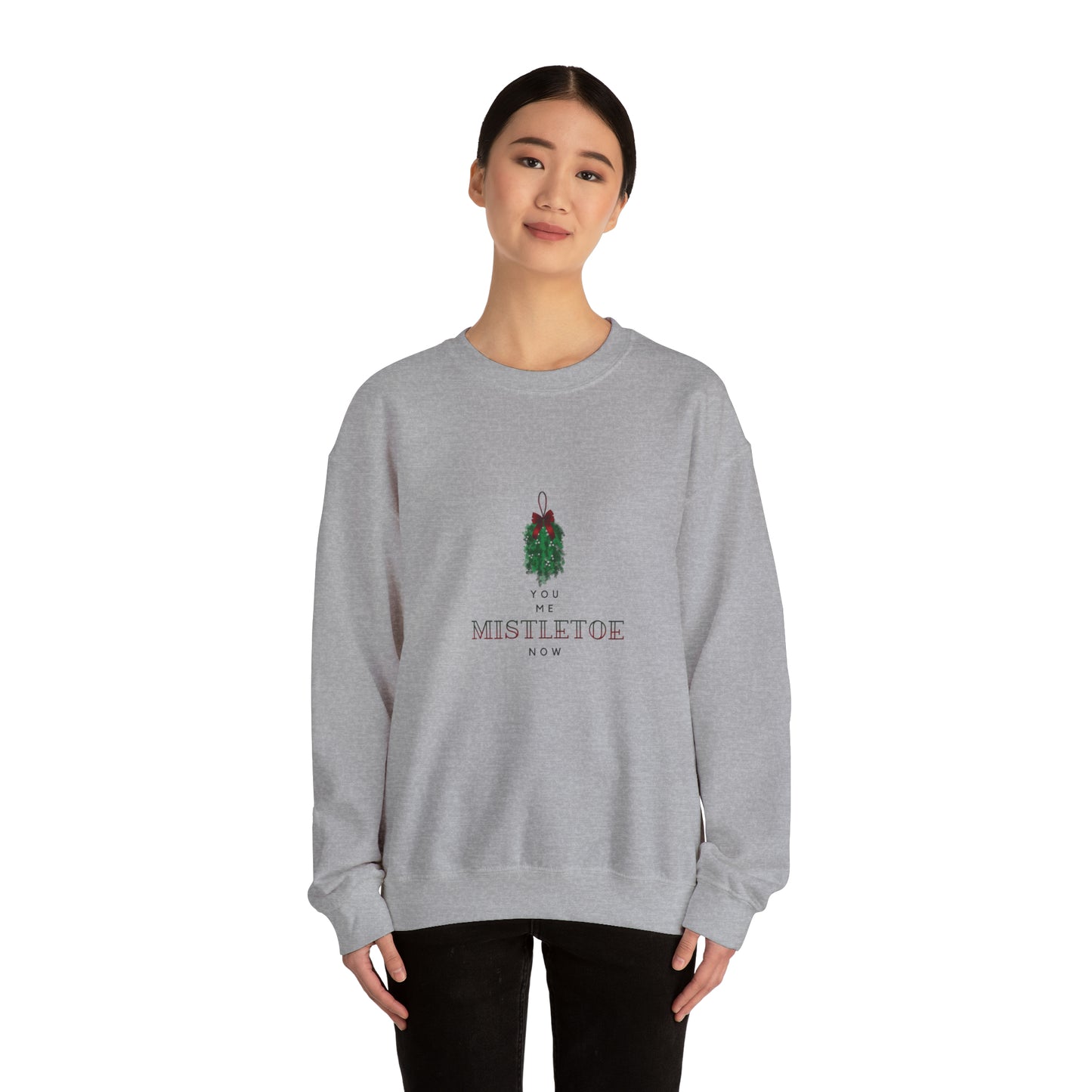 You. Me. Mistletoe. Now Unisex Heavy Blend™ Crewneck Christmas Sweatshirt