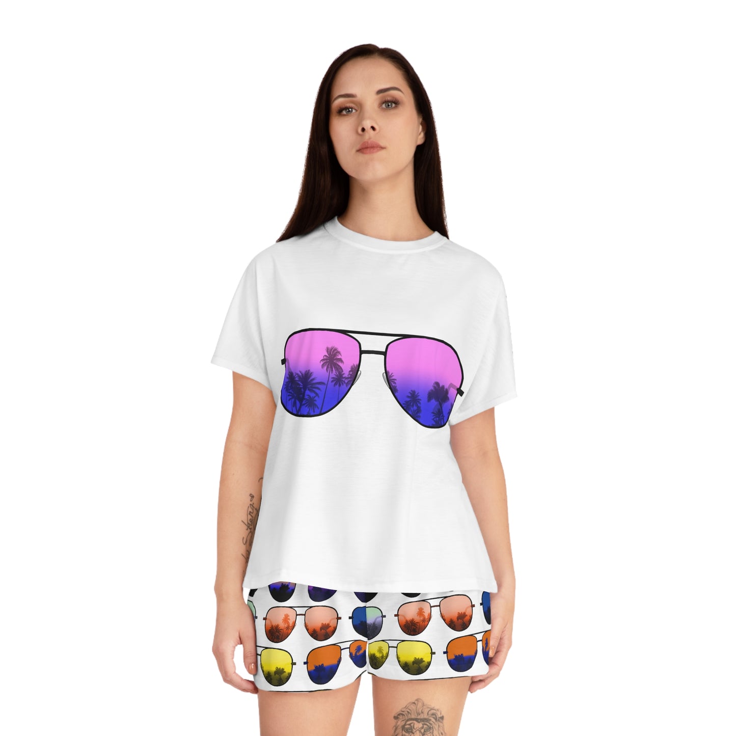 Tropical Sunglasses Women's Short Pajama Set