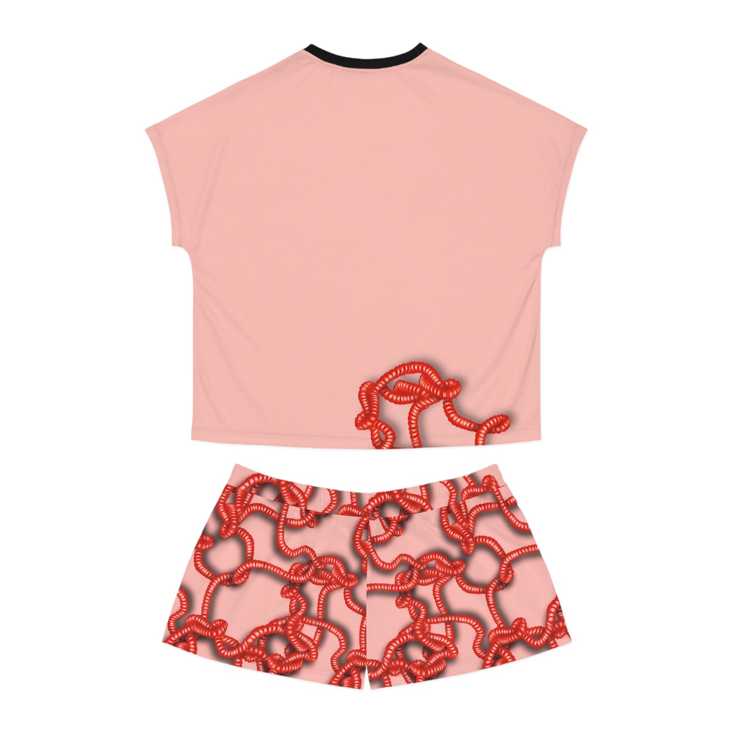 Kiss me through the phone Women's Short Pajama Set (Red)