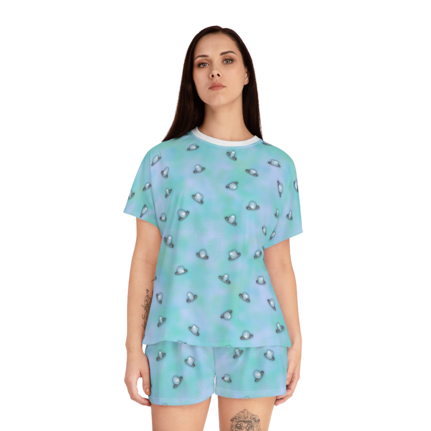Wedding Rings Blue Women's Short Pajama Set