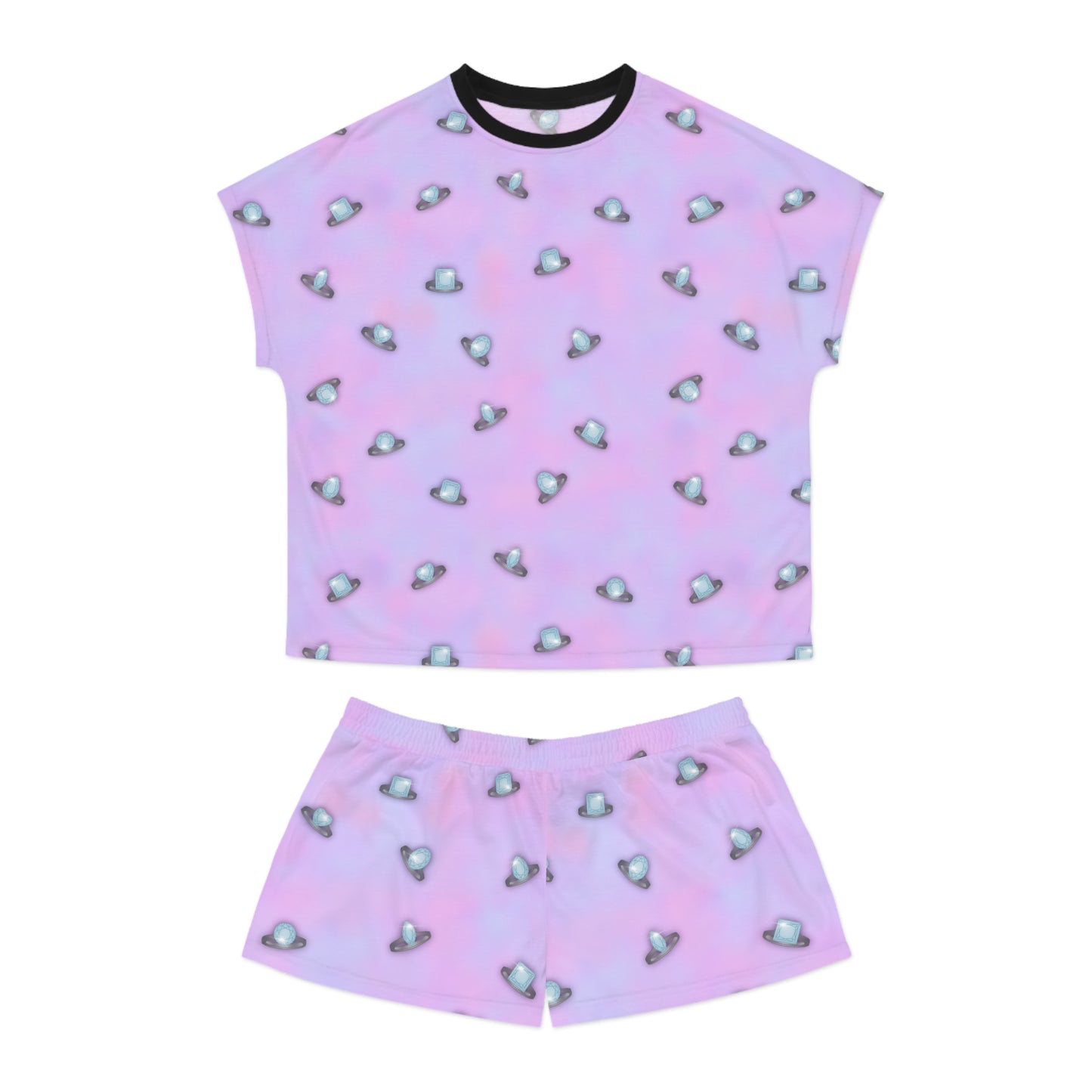 Wedding Rings Purple Women's Short Pajama Set