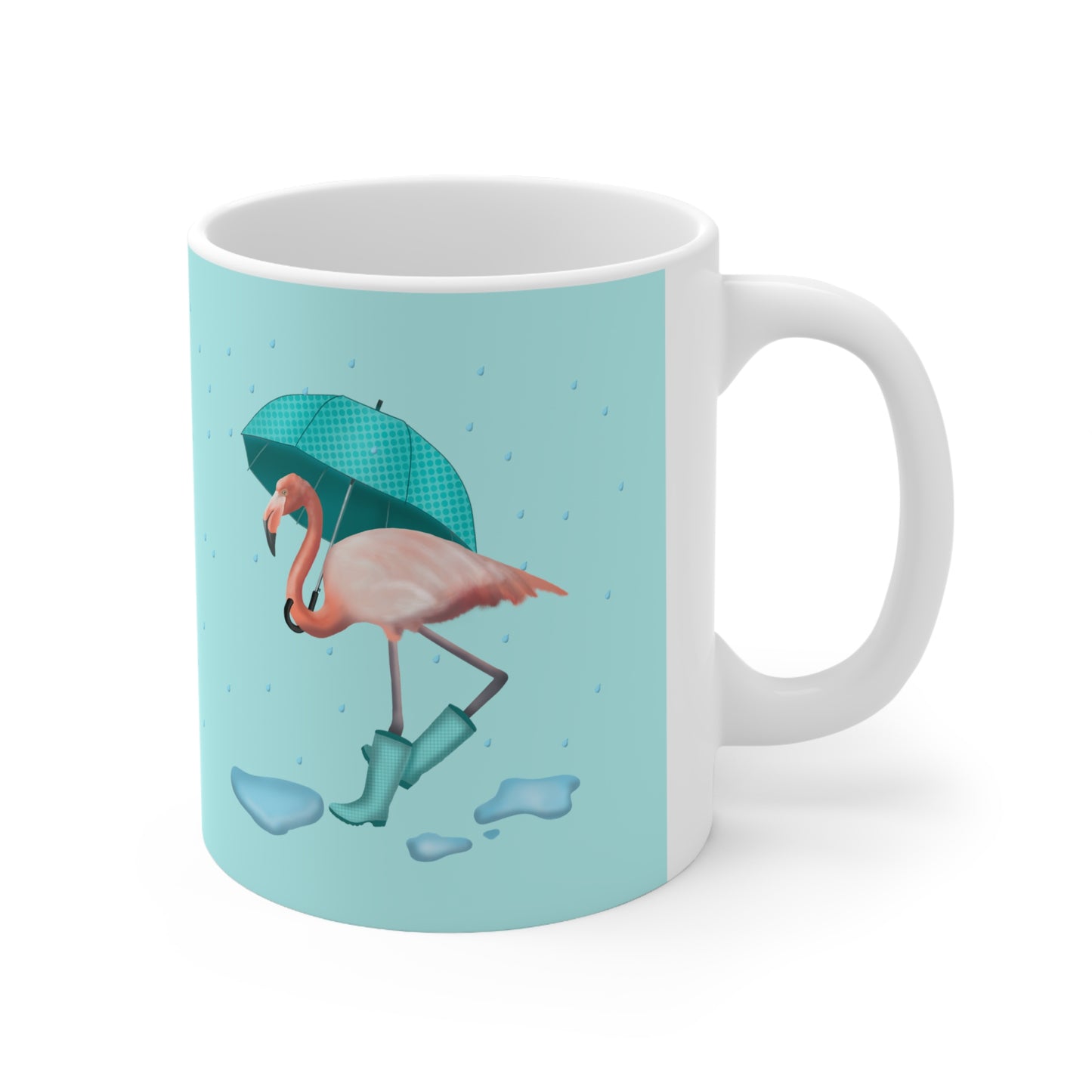 Flamingo in Rain Boots Ceramic Mug 11oz