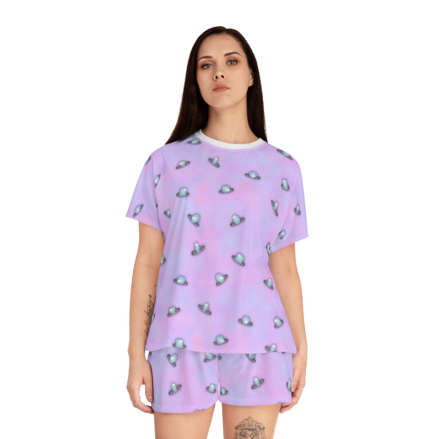 Wedding Rings Purple Women's Short Pajama Set