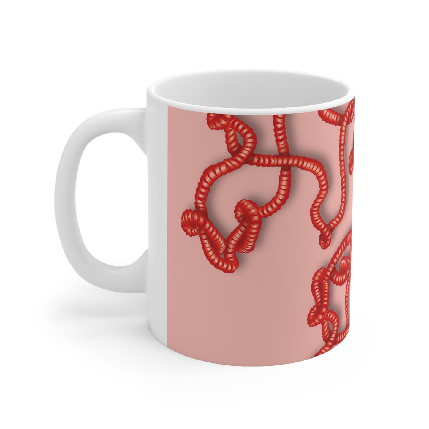 Kiss me through the Phone Ceramic Mug 11oz (Red)