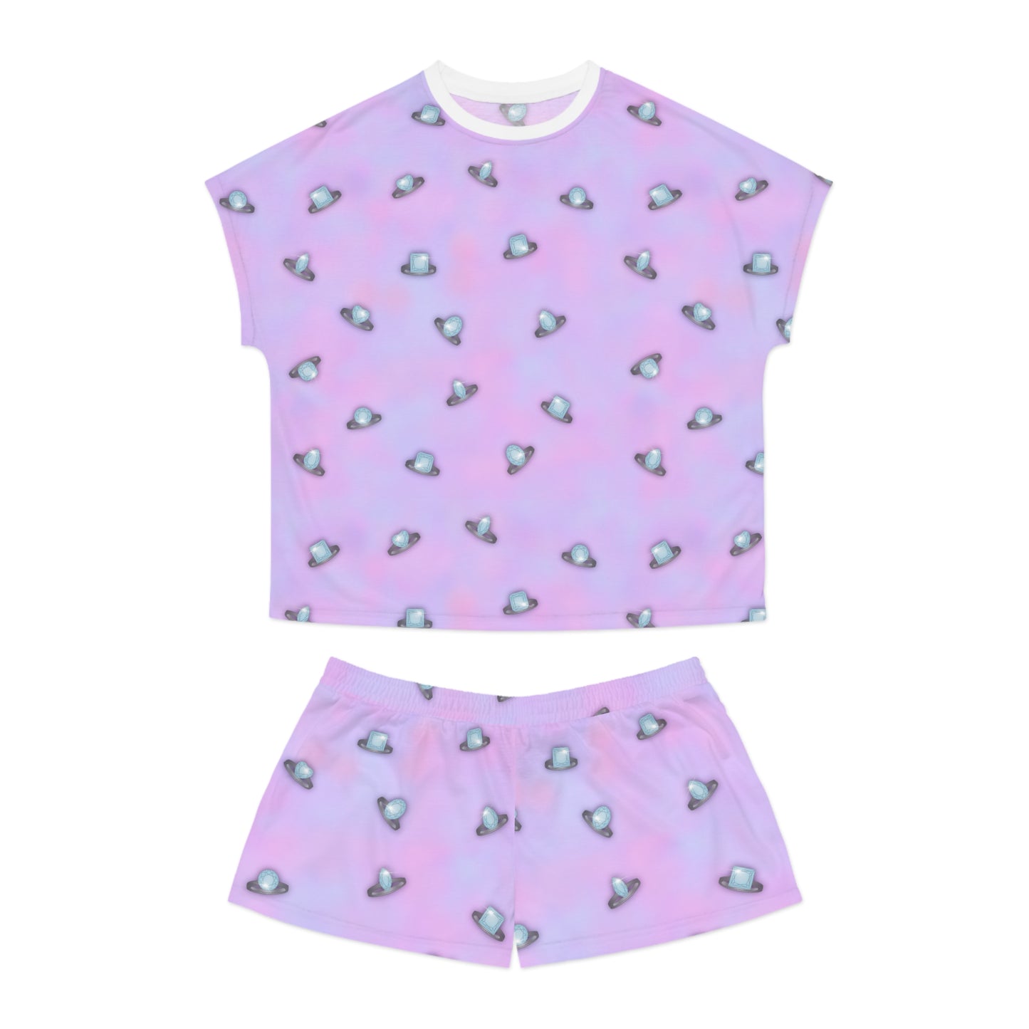 Wedding Rings Purple Women's Short Pajama Set