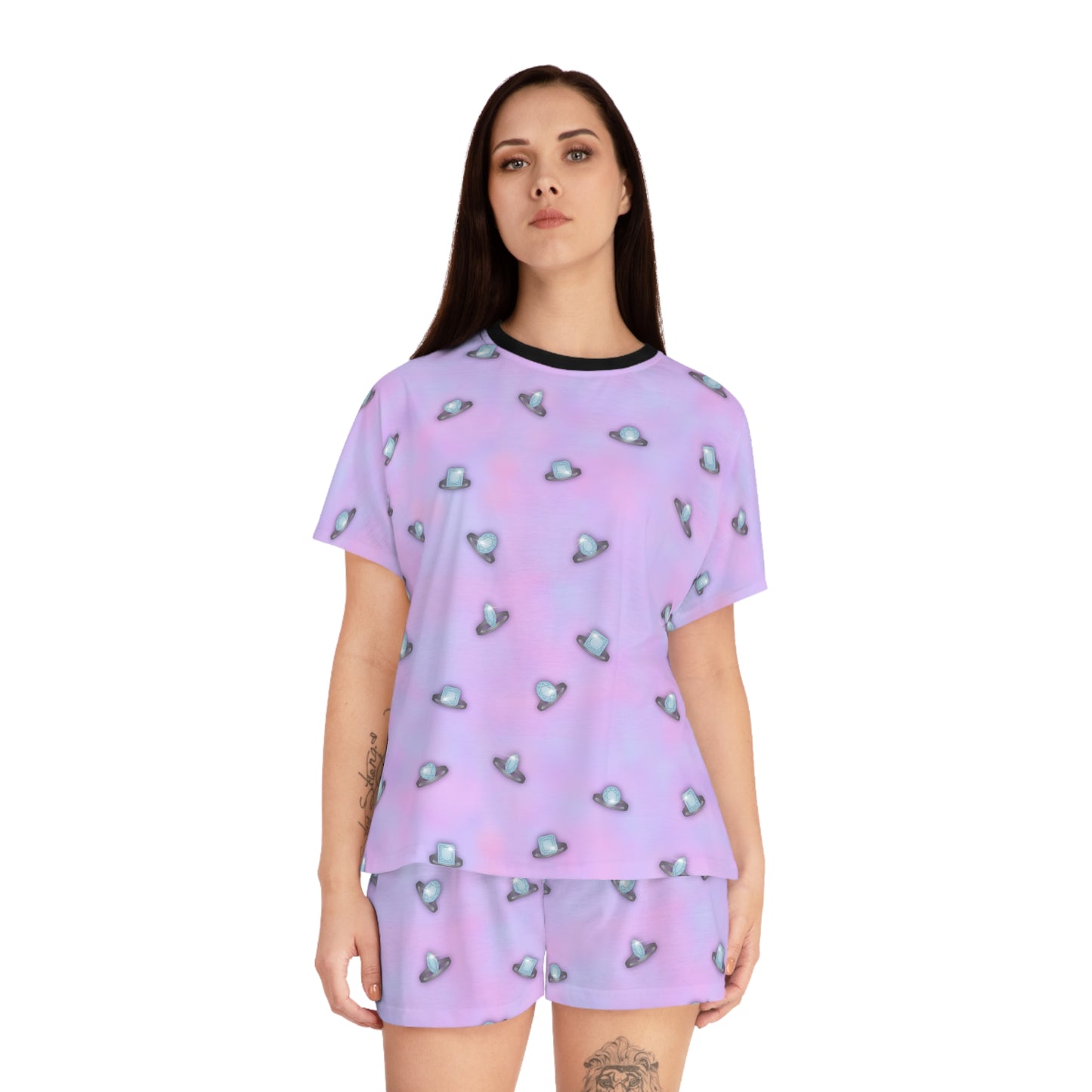 Wedding Rings Purple Women's Short Pajama Set