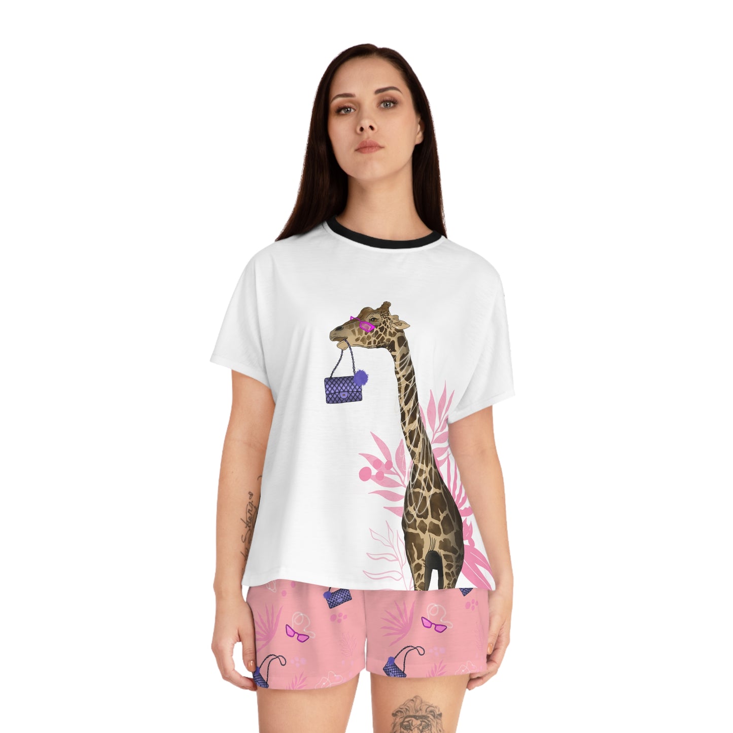 Fancy giraffe Women's Short Pajama Set