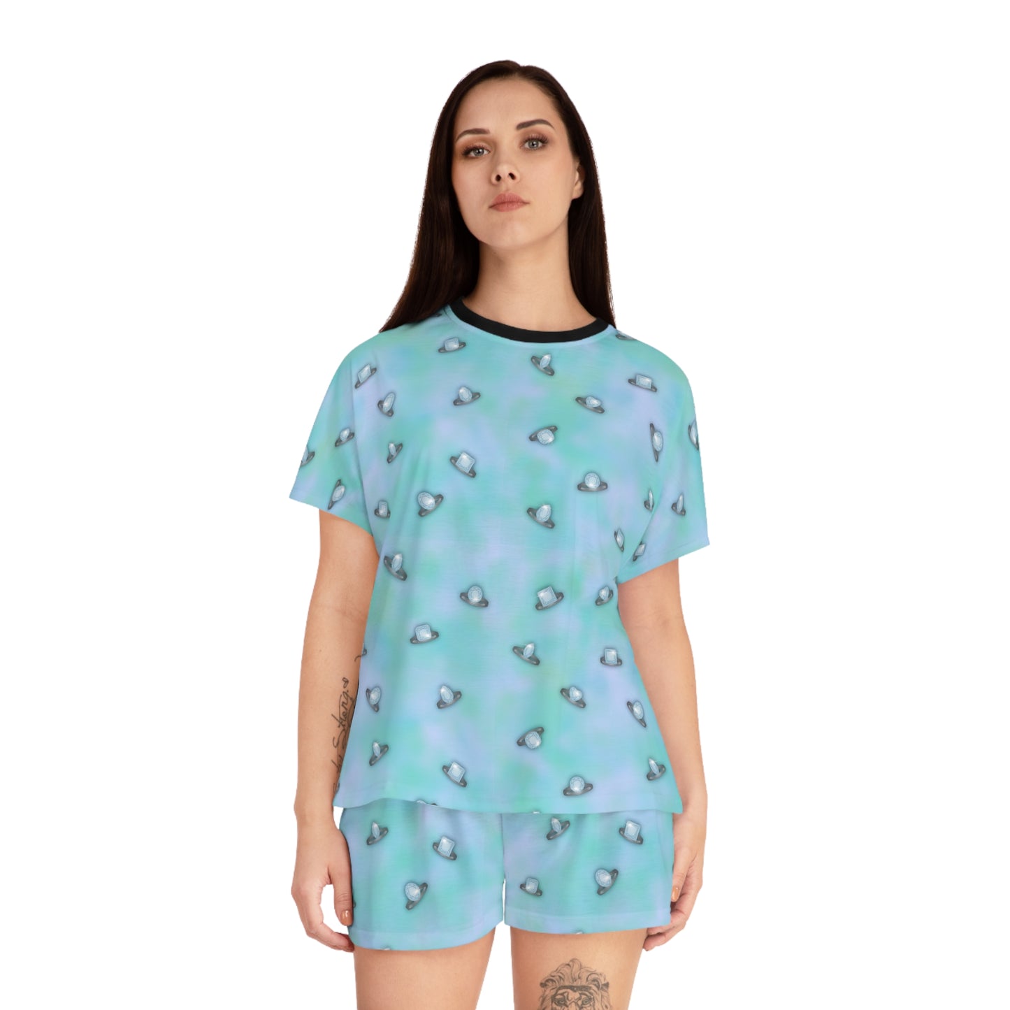 Wedding Rings Blue Women's Short Pajama Set