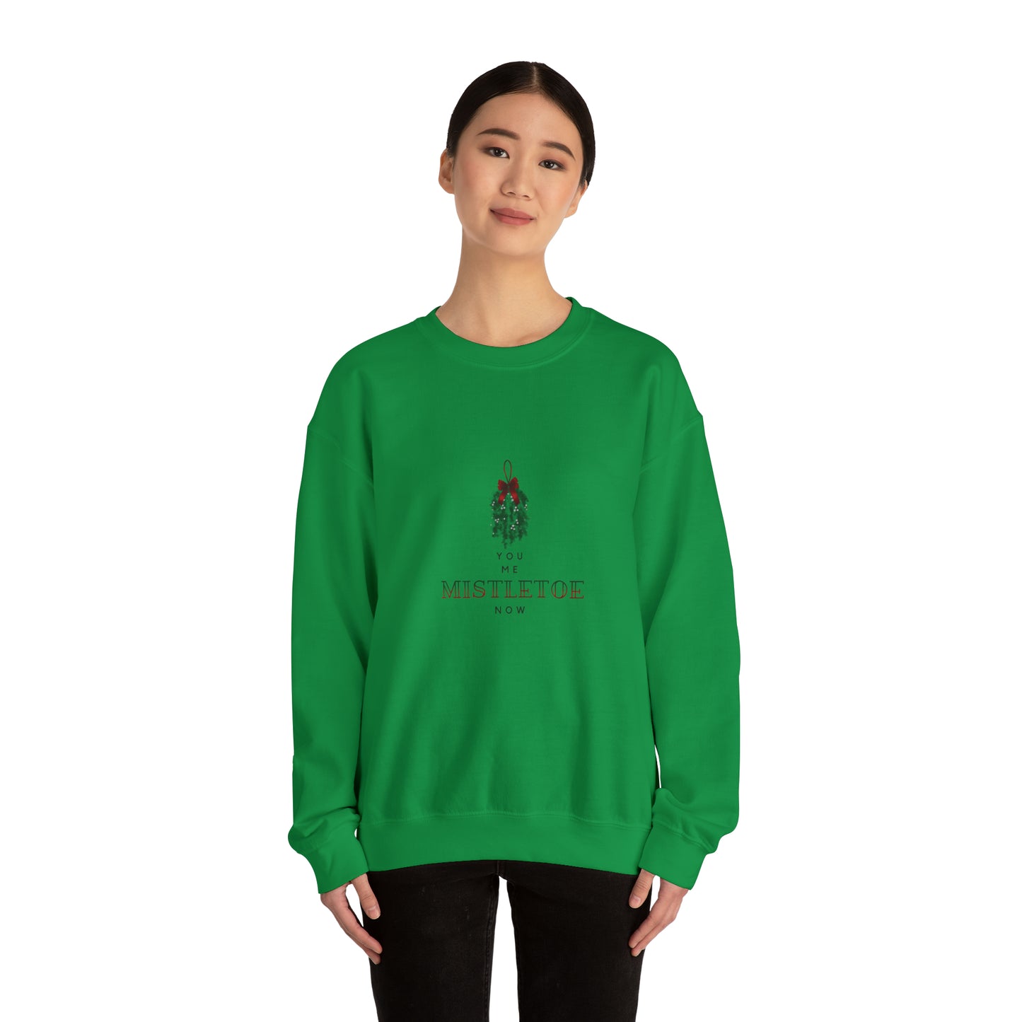 You. Me. Mistletoe. Now Unisex Heavy Blend™ Crewneck Christmas Sweatshirt