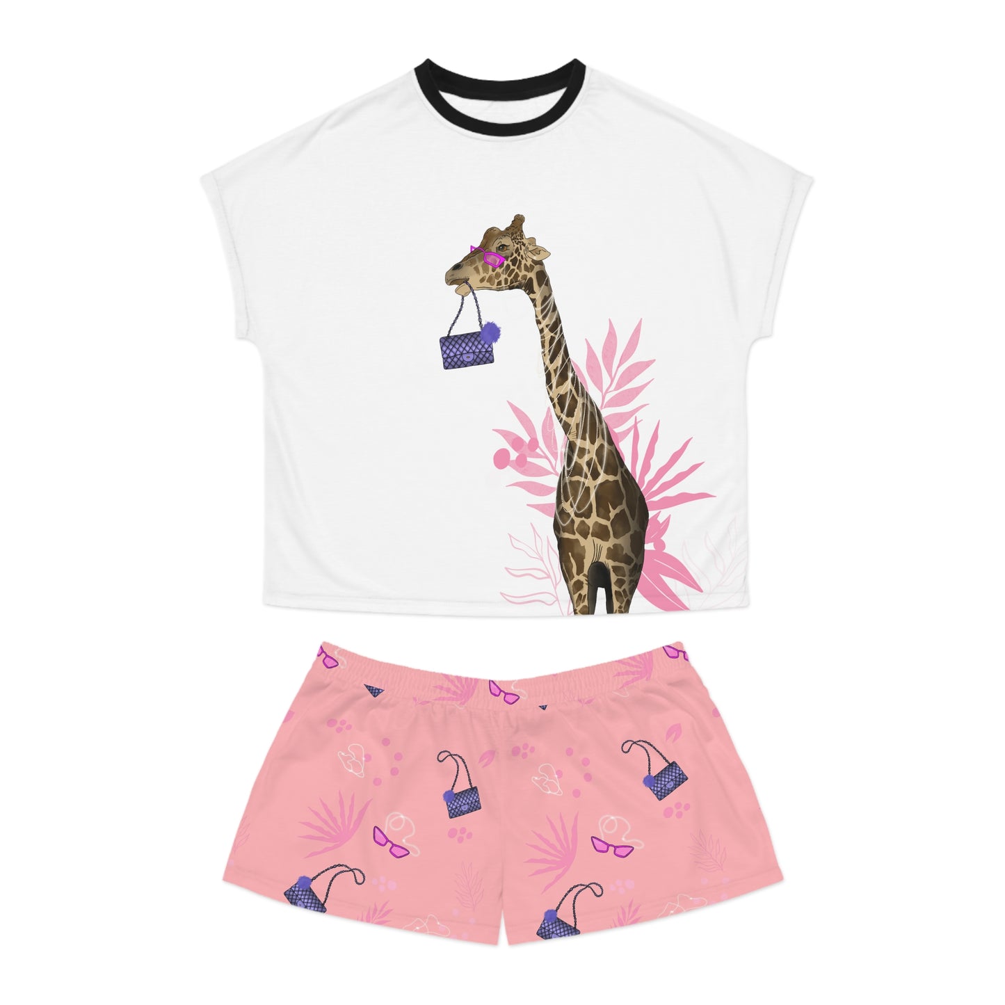 Fancy giraffe Women's Short Pajama Set