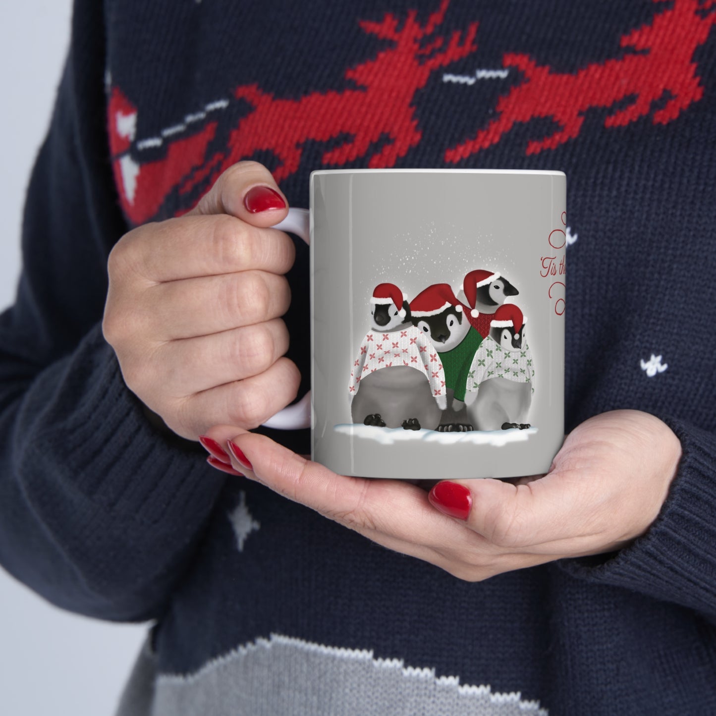 Penguins in Christmas sweaters Ceramic Mug 11oz