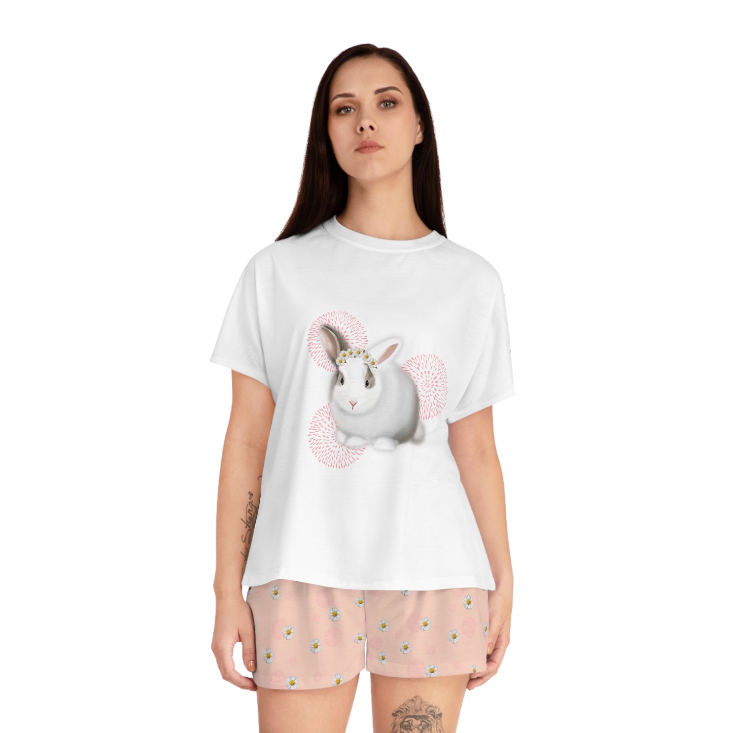 Rabbits & Daisies Women's Short Pajama Set