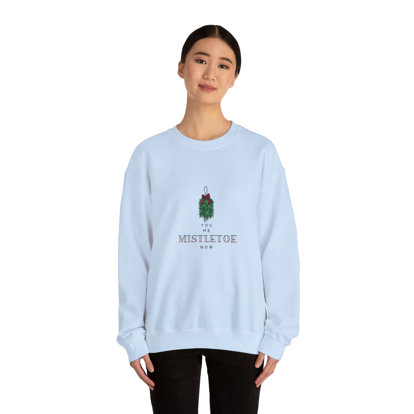 You. Me. Mistletoe. Now Unisex Heavy Blend™ Crewneck Christmas Sweatshirt