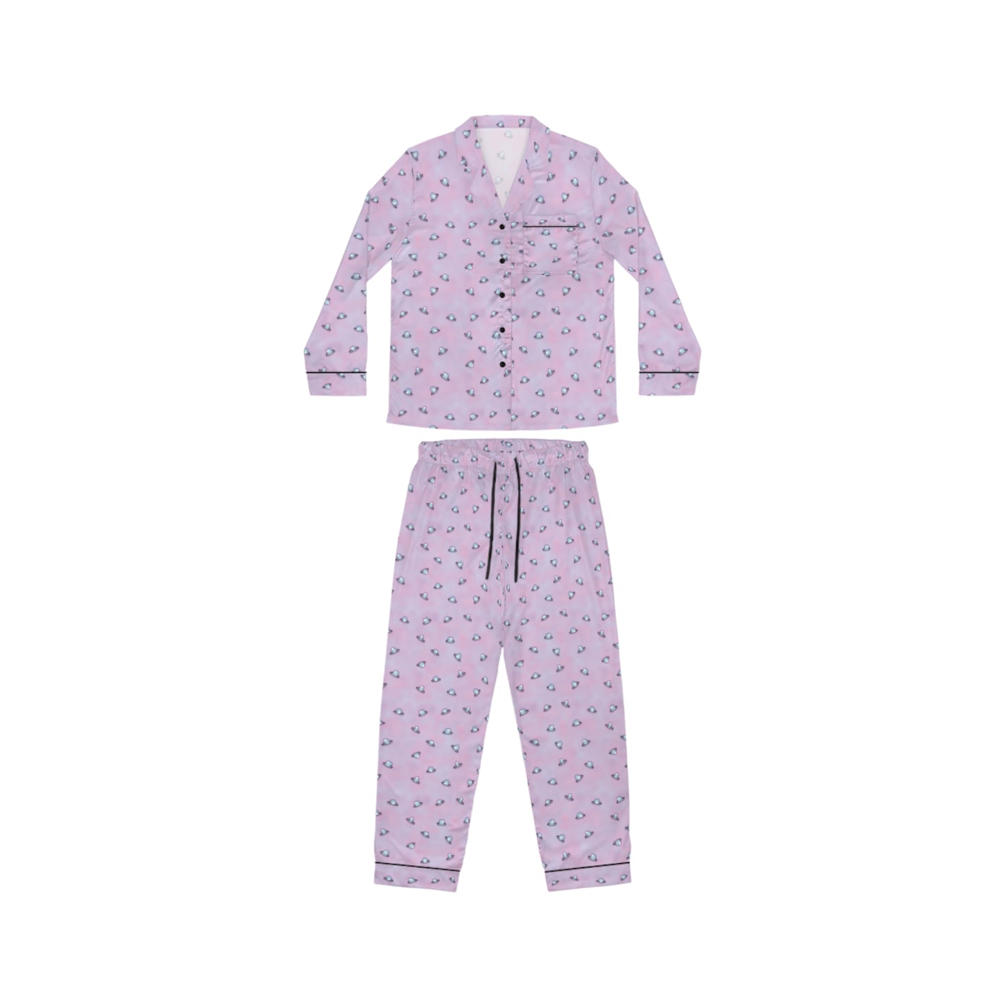 Wedding Rings Purple Women's Satin Pajamas