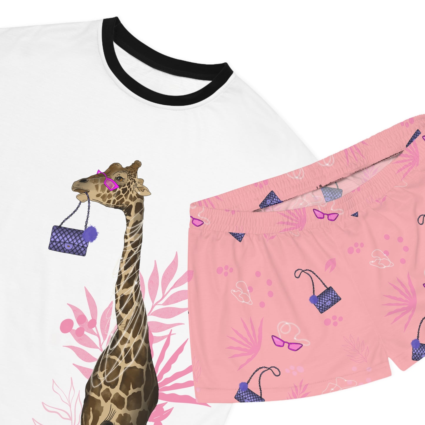 Fancy giraffe Women's Short Pajama Set