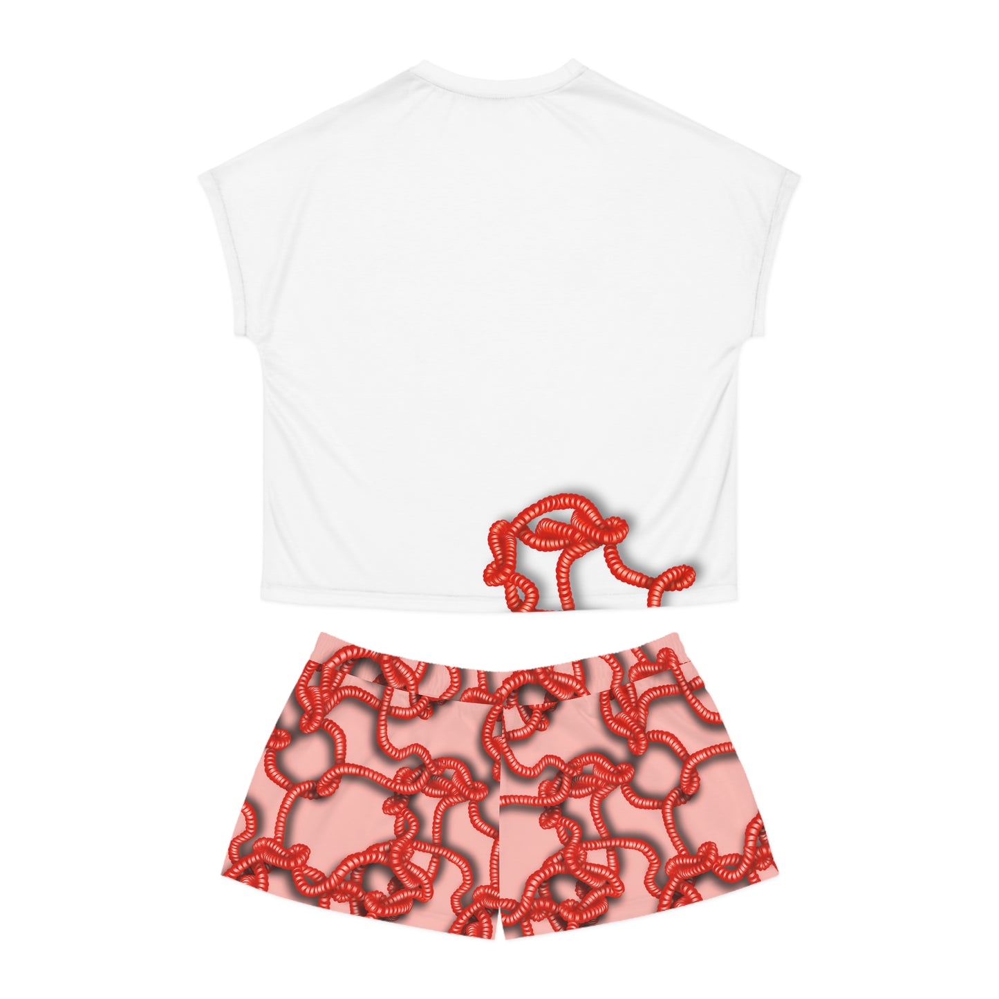 Kiss me through the phone Women's Short Pajama Set (Red)