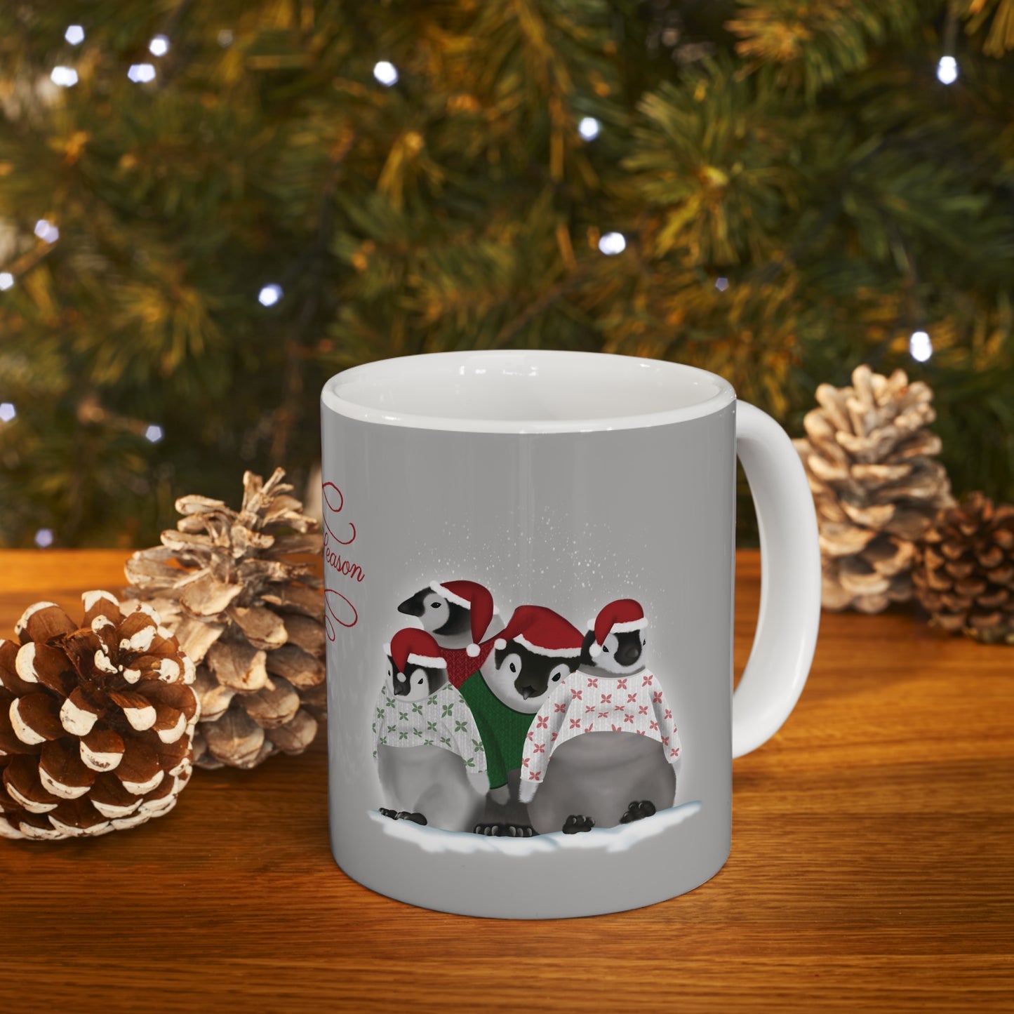 Penguins in Christmas sweaters Ceramic Mug 11oz