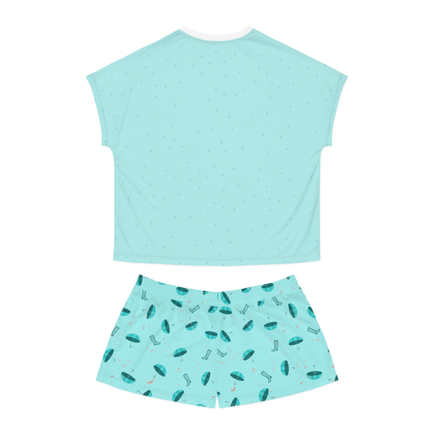 Flamingo in Rain Boots Women's Short Pajama Set