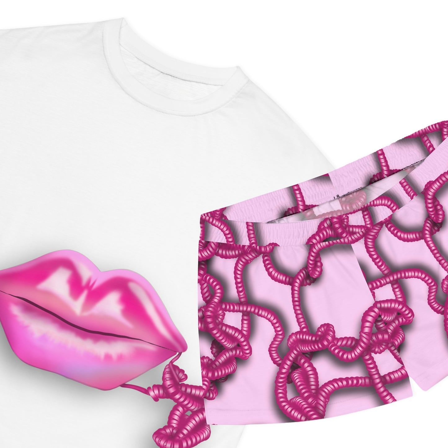 Kiss me through the Phone Short Pajama Set (Pink)