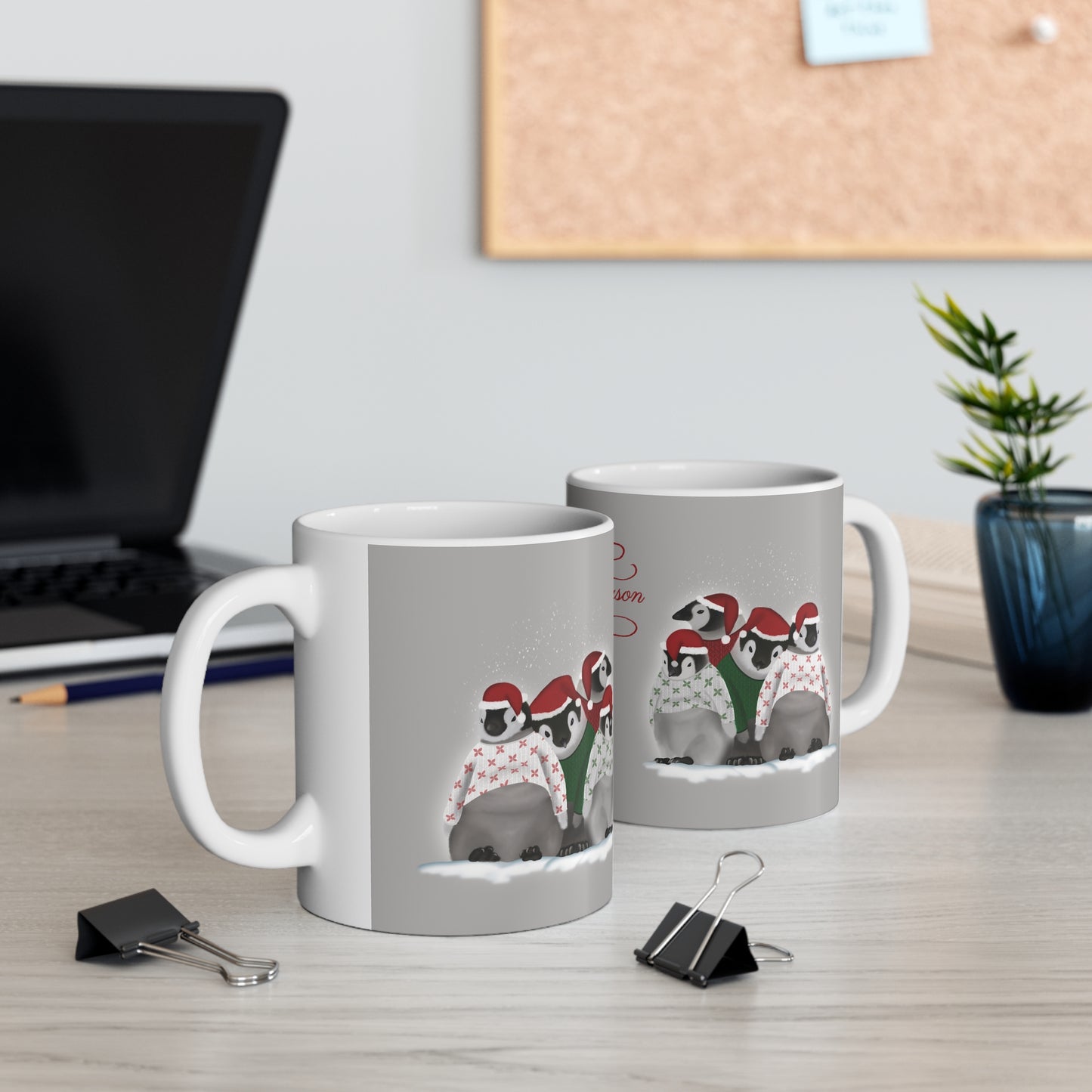 Penguins in Christmas sweaters Ceramic Mug 11oz