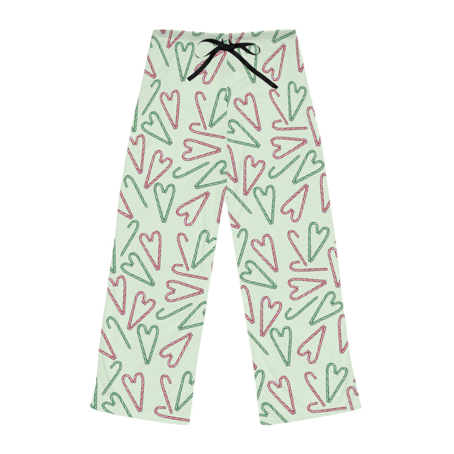 Candy Cane Hearts Women's Pajama Pants (Green)
