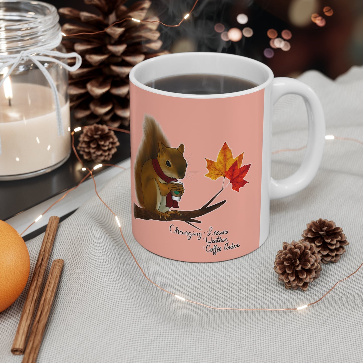 Squirrel in Fall Ceramic Mug 11oz