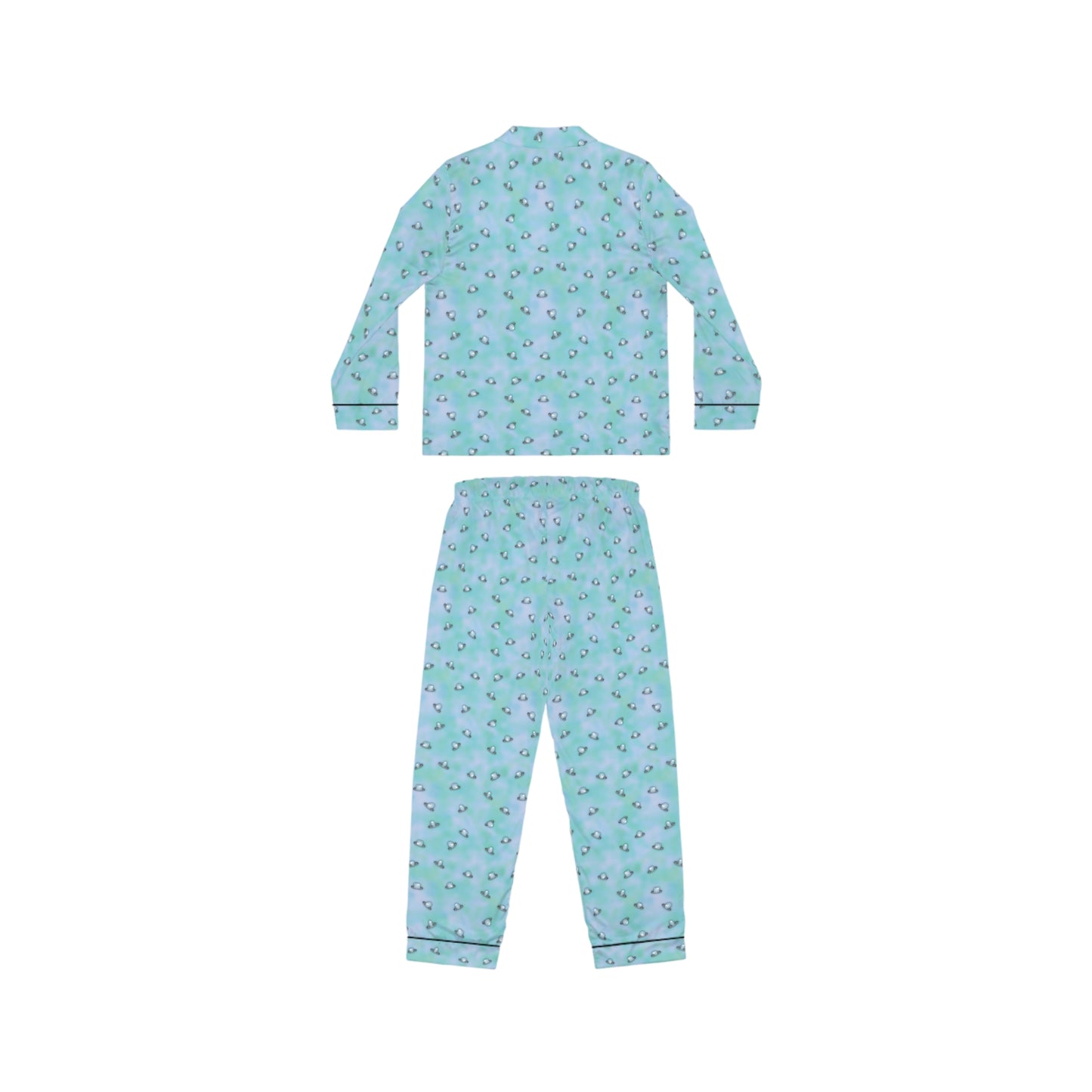 Wedding Rings Blue Women's Satin Pajamas