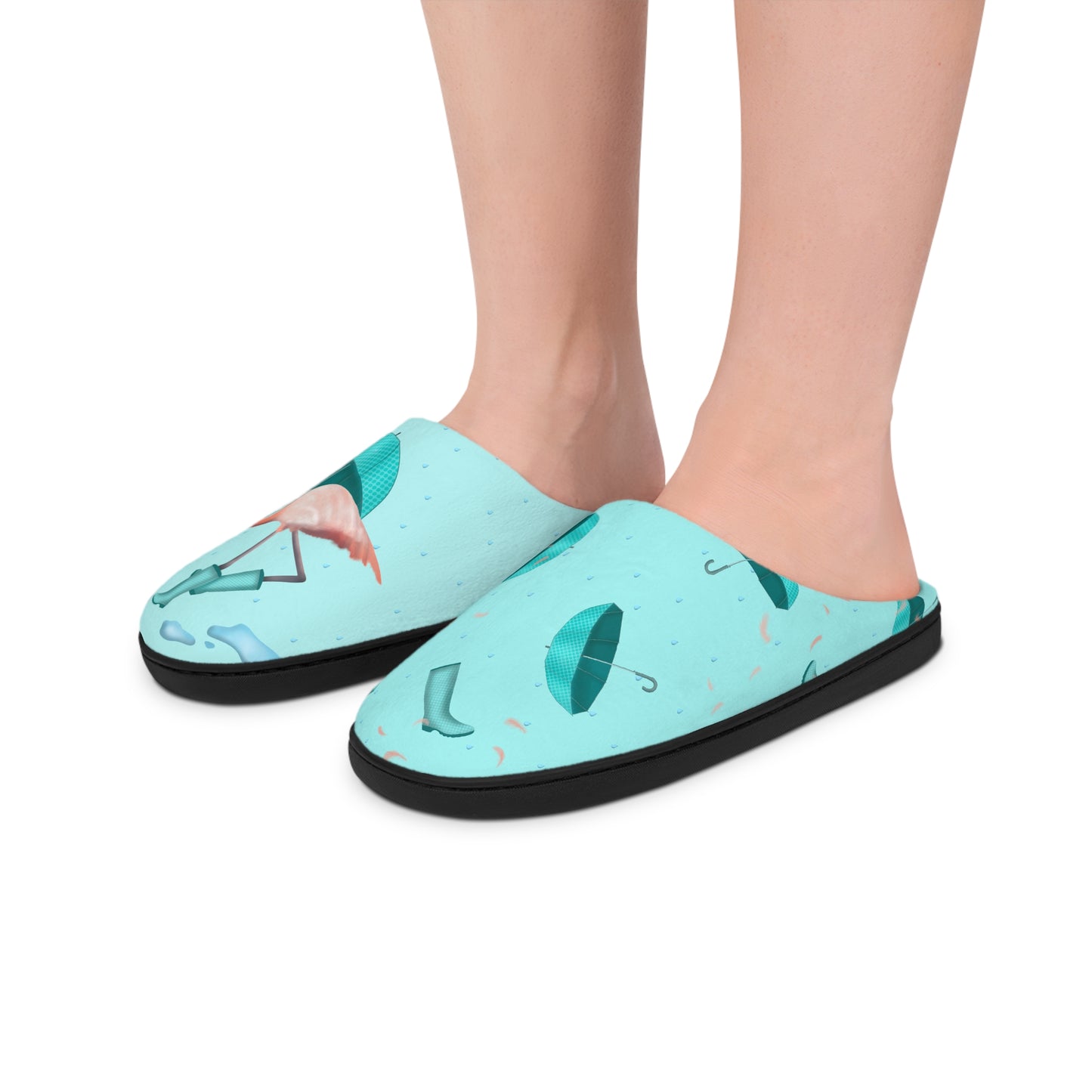 Flamingo in Rain Boots Women's Indoor Slippers