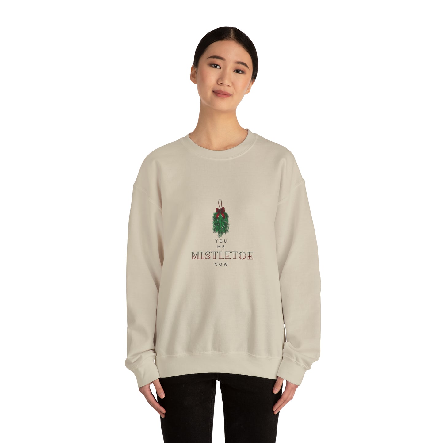 You. Me. Mistletoe. Now Unisex Heavy Blend™ Crewneck Christmas Sweatshirt