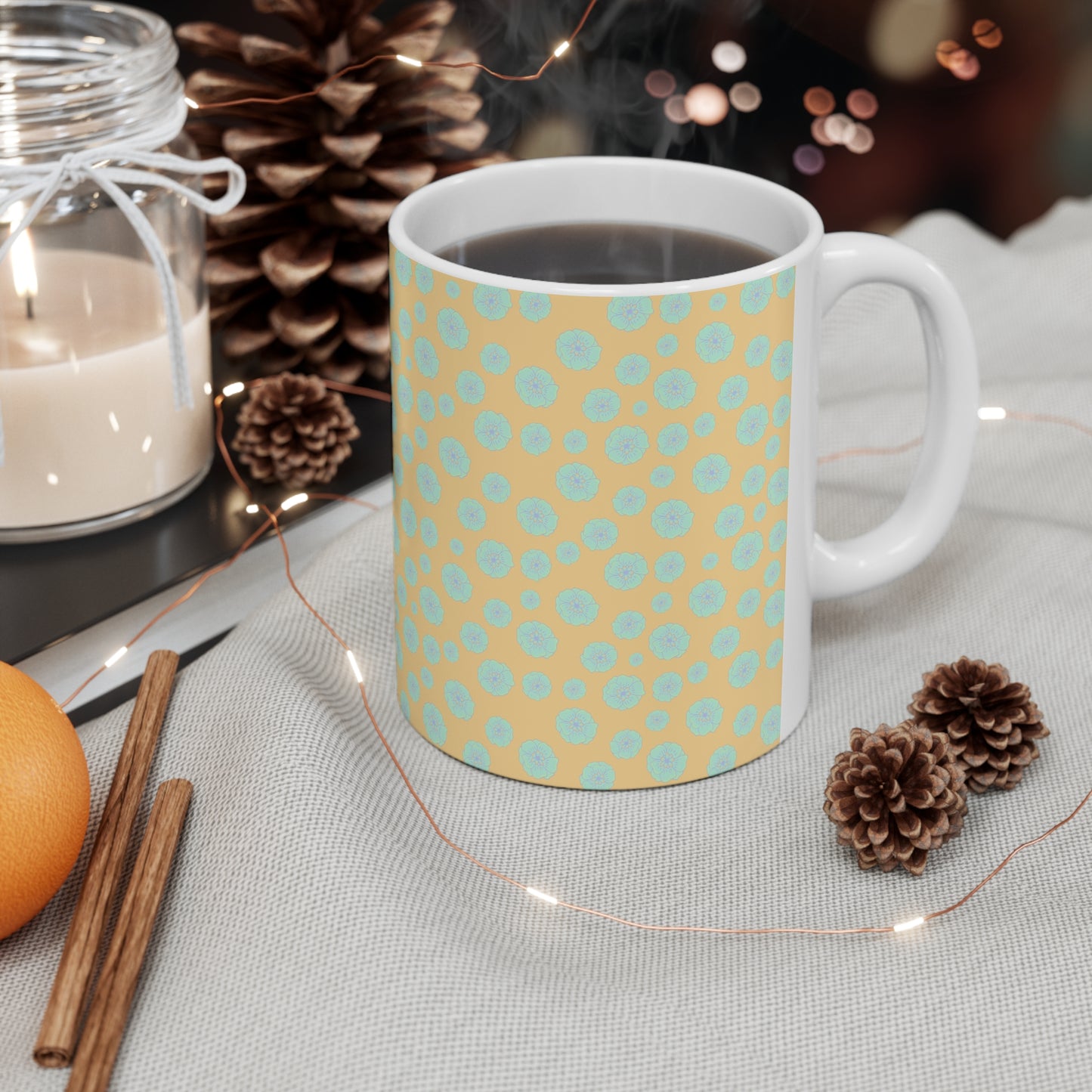 Blue flower Ceramic Mug 11oz