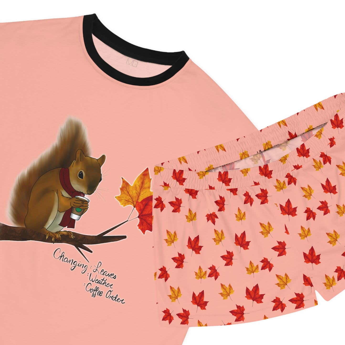 Squirrel in Fall Women's Short Pajama Set