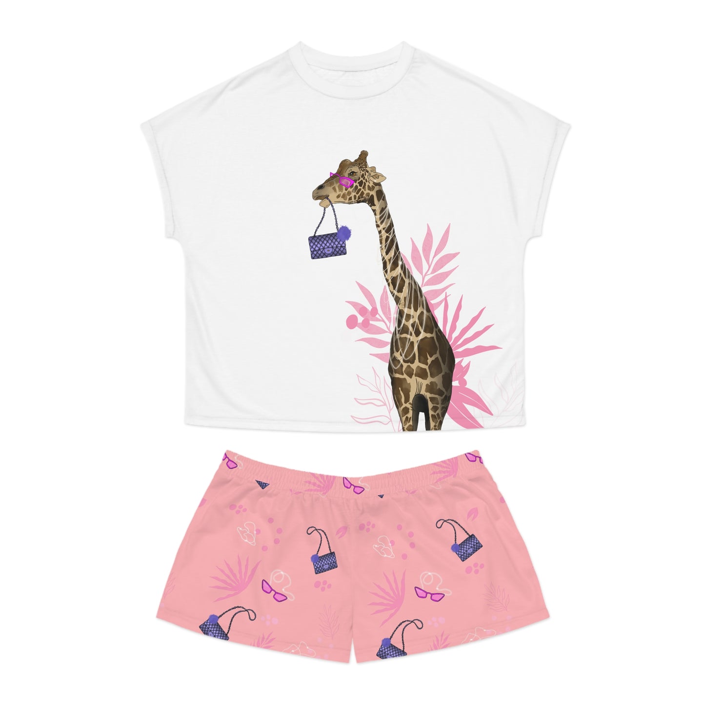 Fancy giraffe Women's Short Pajama Set
