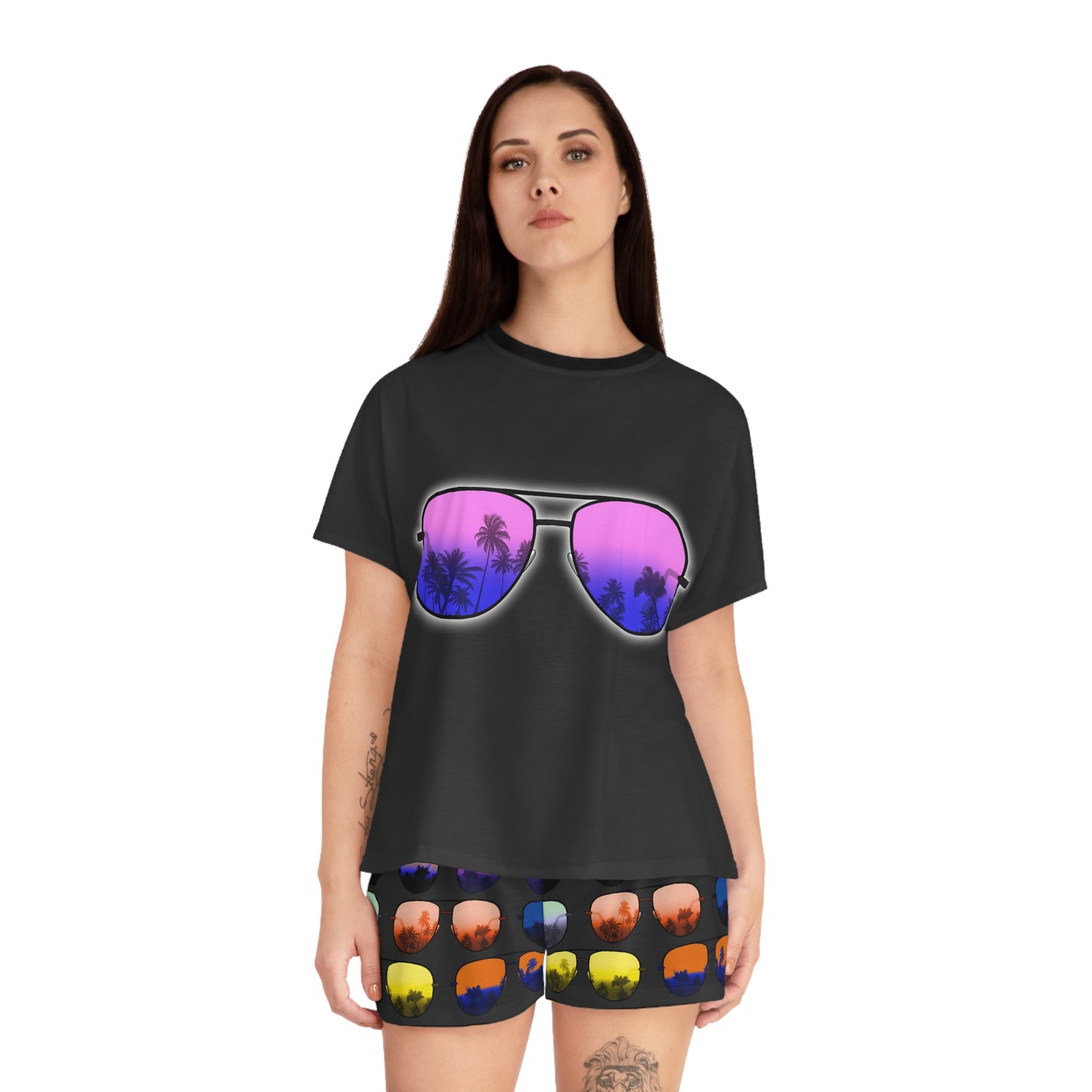 Tropical Sunglasses Women's Short Pajama Set
