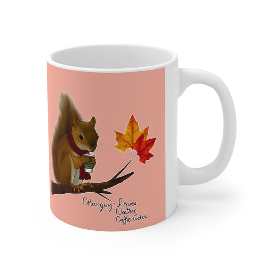 Squirrel in Fall Ceramic Mug 11oz