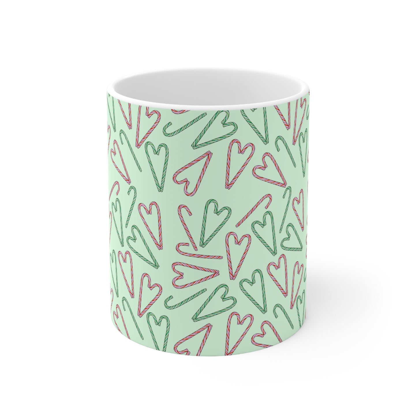 Candy Cane Hearts Ceramic Mug 11oz