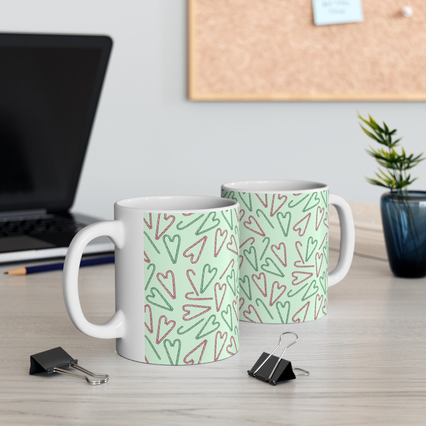 Candy Cane Hearts Ceramic Mug 11oz