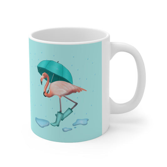 Flamingo in Rain Boots Ceramic Mug 11oz