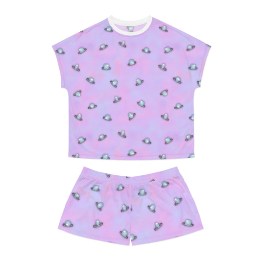 Wedding Rings Purple Women's Short Pajama Set