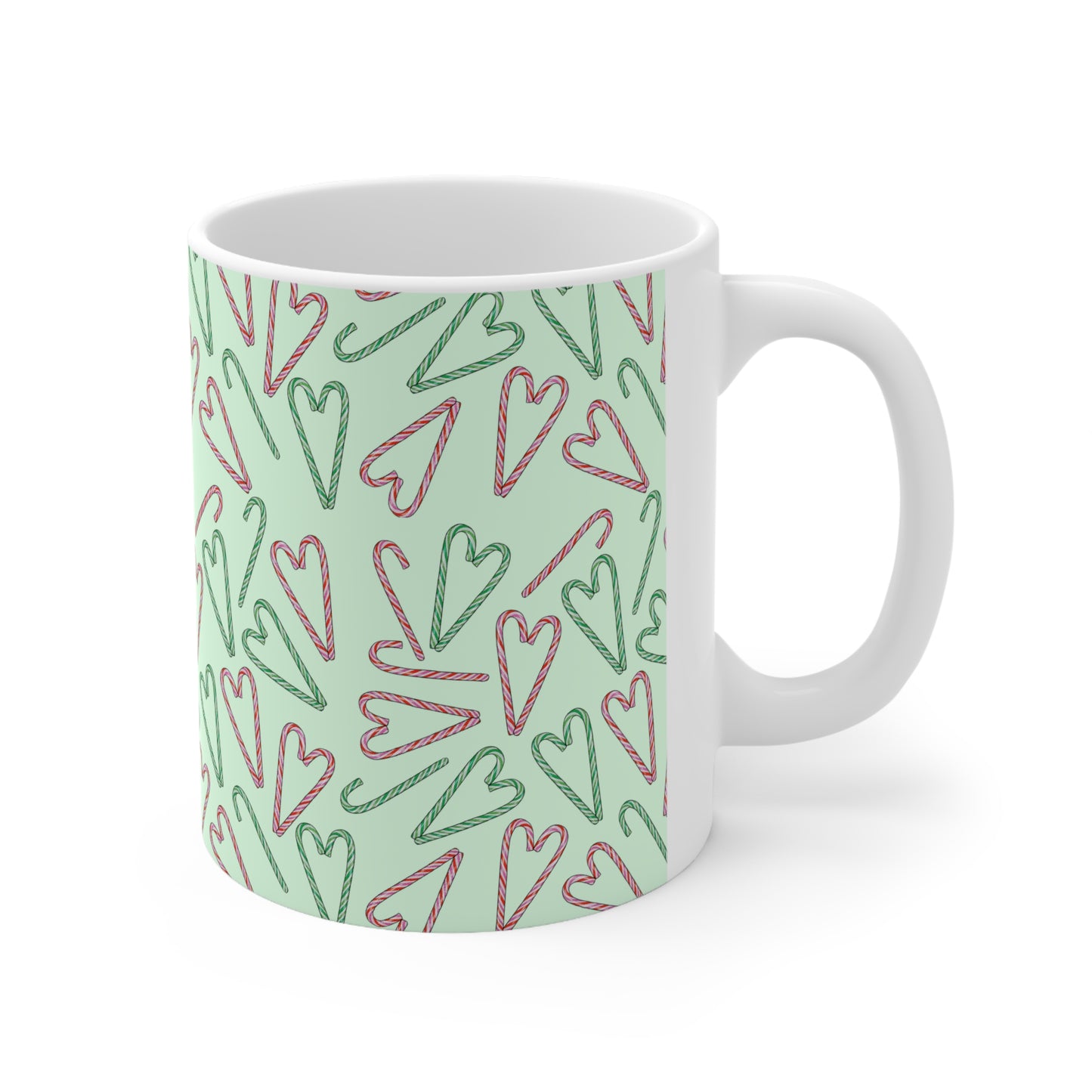 Candy Cane Hearts Ceramic Mug 11oz