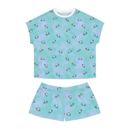 Wedding Rings Blue Women's Short Pajama Set