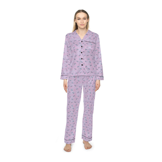 Wedding Rings Purple Women's Satin Pajamas