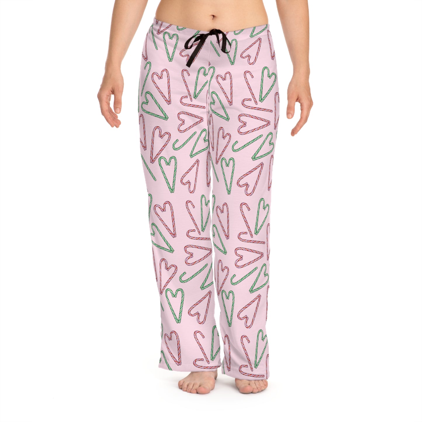 Candy Cane Hearts Women's Pajama Pants (Pink)