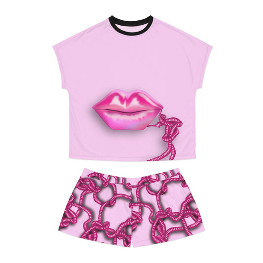 Kiss me through the Phone Short Pajama Set (Pink)