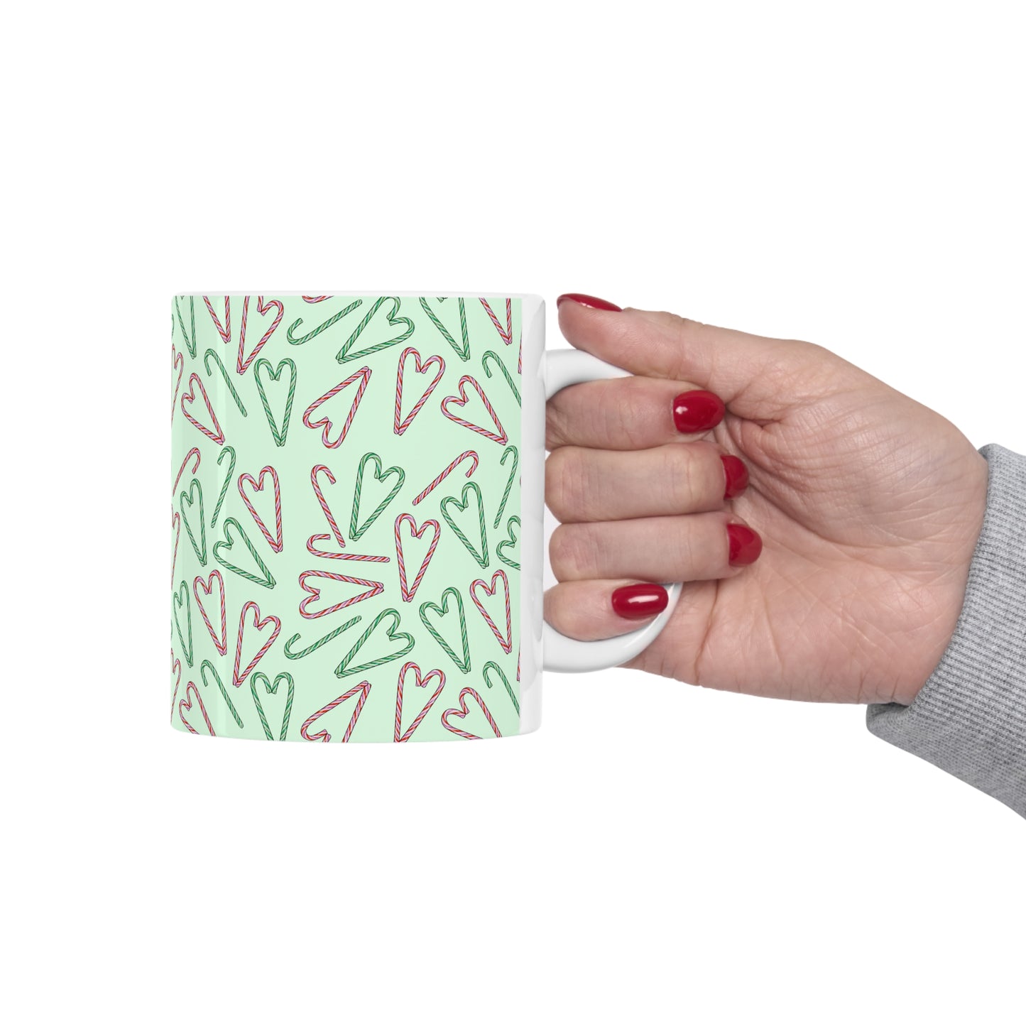 Candy Cane Hearts Ceramic Mug 11oz