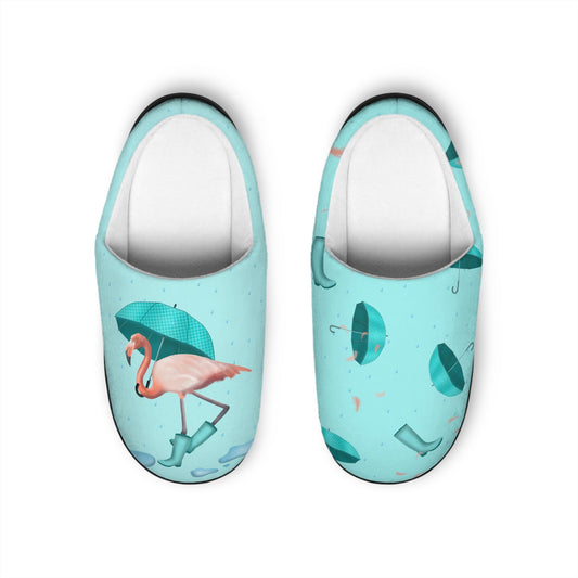 Flamingo in Rain Boots Women's Indoor Slippers