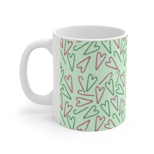 Candy Cane Hearts Ceramic Mug 11oz