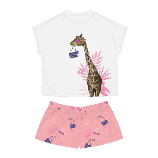 Fancy giraffe Women's Short Pajama Set