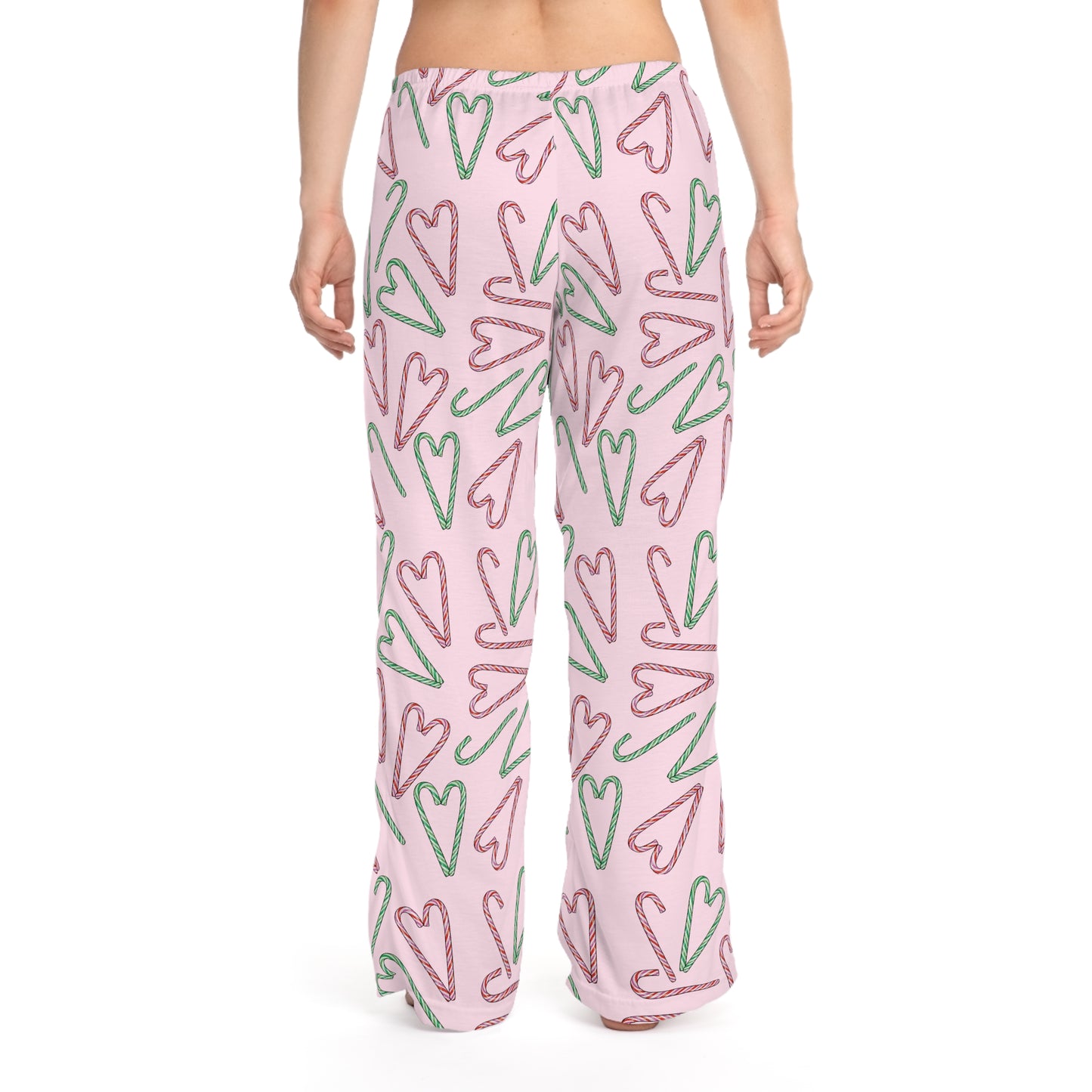 Candy Cane Hearts Women's Pajama Pants (Pink)